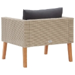 Divano da Giardino Singolo con Cuscini in Polyrattan Beige