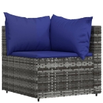 Set Divani da Giardino 3 pz con Cuscini in Polyrattan Grigio