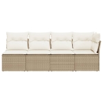 Divano da Giardino con Cuscini a 4 Posti Beige in Polyrattan