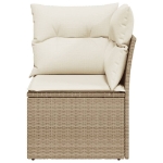 Divano Angolare da Giardino con Cuscini Beige in Polyrattan