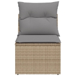 Divano Giardino Senza Braccioli con Cuscini Beige in Polyrattan