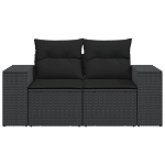 Divano da Giardino con Cuscini a 2 Posti Nero in Polyrattan