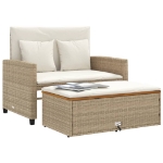 Divano Giardino con Cuscini 2 Posti Beige Polyrattan e Acacia