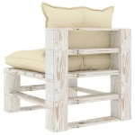 Divano Centrale da Giardino Pallet con Cuscini Crema in Legno