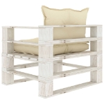 Poltrona da Giardino Pallet con Cuscini Crema in Legno