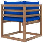 Divano Angolare da Giardino su Pallet con Cuscini Blu