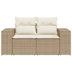 Divano da Giardino con Cuscini a 2 Posti Beige in Polyrattan