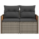 Divano da Giardino con Cuscini 2 Posti Grigio in Polyrattan