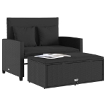 Divano da Giardino con Cuscini a 2 Posti Nero in Polyrattan