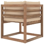 Divano Angolare da Giardino su Pallet con Cuscini Beige