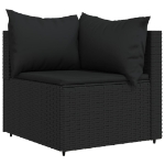 Set Divani da Giardino 3 pz con Cuscini Nero in Polyrattan