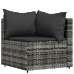 Set Divani da Giardino 3 pz con Cuscini in Polyrattan Grigio