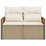 Divano da Giardino con Cuscini a 2 Posti Beige in Polyrattan