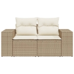 Divano da Giardino con Cuscini a 2 Posti Beige in Polyrattan