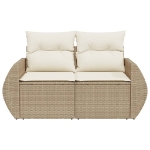 Divano da Giardino con Cuscini a 2 Posti Beige in Polyrattan