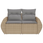 Divano da Giardino con Cuscini a 2 Posti Beige in Polyrattan