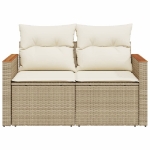 Divano da Giardino con Cuscini a 2 Posti Beige in Polyrattan