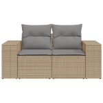 Divano da Giardino con Cuscini a 2 Posti Beige in Polyrattan