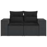 Divano da Giardino con Cuscini a 2 Posti Nero in Polyrattan