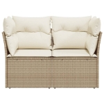 Divano da Giardino con Cuscini a 2 Posti Beige in Polyrattan