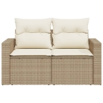 Divano da Giardino con Cuscini a 2 Posti Beige in Polyrattan