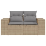 Divano da Giardino con Cuscini a 2 Posti Beige in Polyrattan