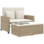 Divano da Giardino con Cuscini a 2 Posti Beige in Polyrattan