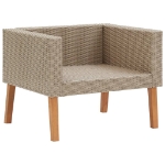 Divano da Giardino Singolo con Cuscini in Polyrattan Beige