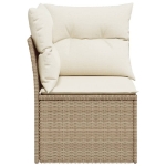 Divano Angolare da Giardino con Cuscini Beige in Polyrattan