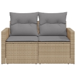Divano da Giardino con Cuscini a 2 Posti Beige in Polyrattan