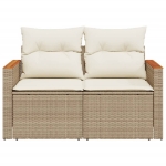 Divano da Giardino con Cuscini a 2 Posti Beige in Polyrattan