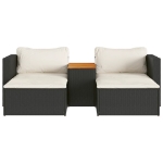 Set Divani da Giardino 5 pz con Cuscini Nero Polyrattan Acacia