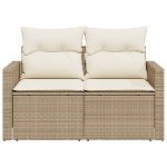 Divano da Giardino con Cuscini a 2 Posti Beige in Polyrattan