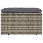 Poggiapiedi Giardino con Cuscino Grigio 55x55x30 cm Polyrattan