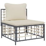 Set Divani da Giardino 11pz con Cuscini in Polyrattan Antracite