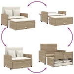 Divano da Giardino con Cuscini a 2 Posti Beige in Polyrattan