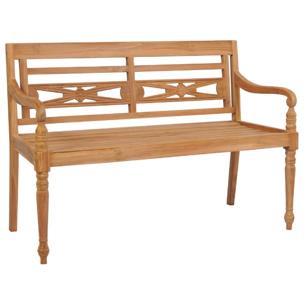 Panchina Batavia Cuscino con Motivo Foglie 120cm Teak Massello