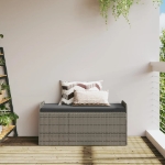 Cassapanca con Cuscino Grigia 115x51x52 cm in Polyrattan