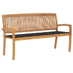 Panchina da Giardino Impilabile con Cuscino 159cm Teak Massello