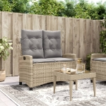 Panca Reclinabile da Giardino con Cuscini Beige in Polyrattan