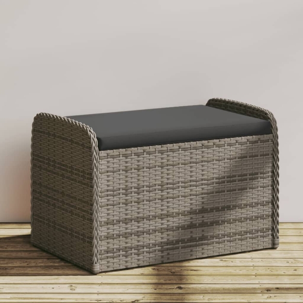 Cassapanca con Cuscino Grigia 80x51x52 cm in Polyrattan