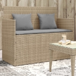 Panca da Giardino con Cuscini Beige in Polyrattan