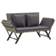 Panchina da Giardino con Cuscini 176 cm in Polyrattan Grigio
