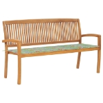 Panchina da Giardino Impilabile e Cuscino 159cm Teak Massello