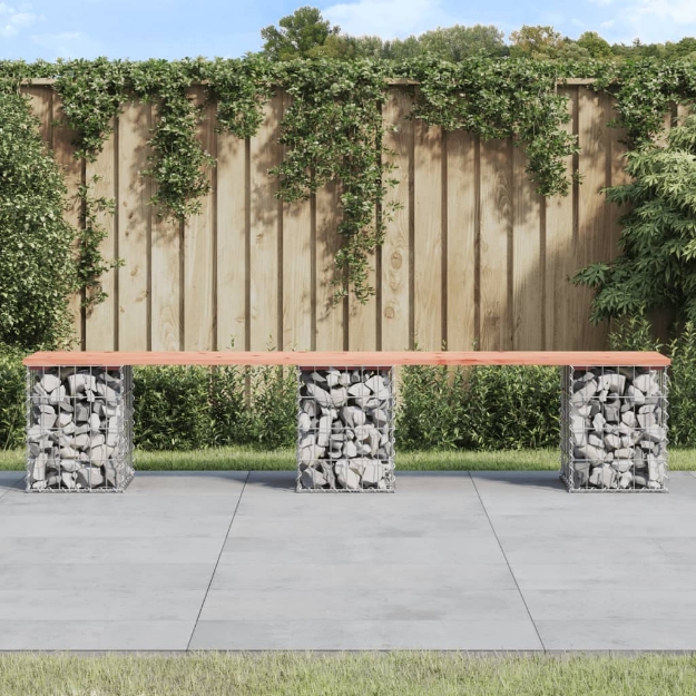 Panca da Giardino Design Gabbione 203x31x42 cm Massello Douglas