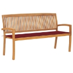 Panchina da Giardino Impilabile e Cuscino 159cm Teak Massello