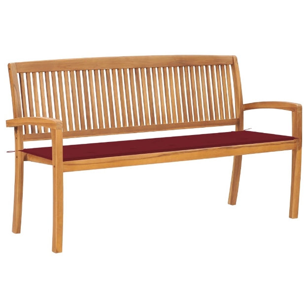 Panchina da Giardino Impilabile e Cuscino 159cm Teak Massello