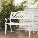 Panchina da Giardino 102 cm in Alluminio Pressofuso Bianco