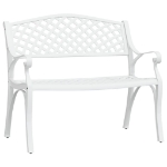 Panchina da Giardino 102 cm in Alluminio Pressofuso Bianco