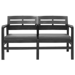 Panchina Giardino 2 Posti con Cuscini 133 cm Plastica Antracite